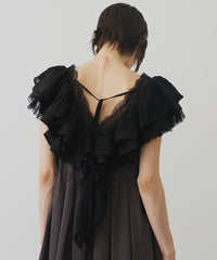 【予約】レースVネックギャザーフリルつけ衿