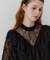 【J1U by LA BELLE ETUDE】vintage調ストライプフラワー総レースドレスOP