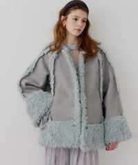 【予約】【J1U by LA BELLE ETUDE】ノーカラームートンライクボンディングコート