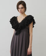 【予約】レースVネックギャザーフリルつけ衿