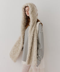 【予約】【J1U by LA BELLE ETUDE】ムートンライクボンディングフードマフラー