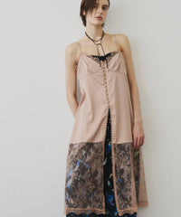 【予約】ボタンディテールサテンレースキャミチュニック