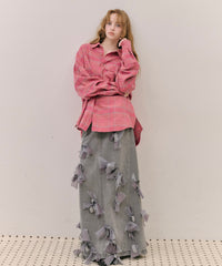 【予約開始待ち】【J1U by LA BELLE ETUDE】オーバーサイズPINKチェックシャツ