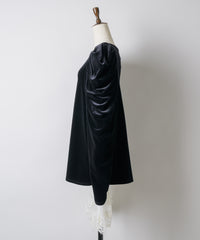 【予約10%OFF】レースカフスベロアギャザーパフスリーブTOPS