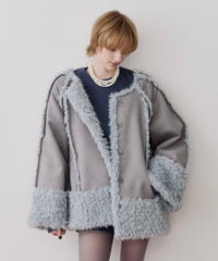 【予約】【J1U by LA BELLE ETUDE】ノーカラームートンライクボンディングコート