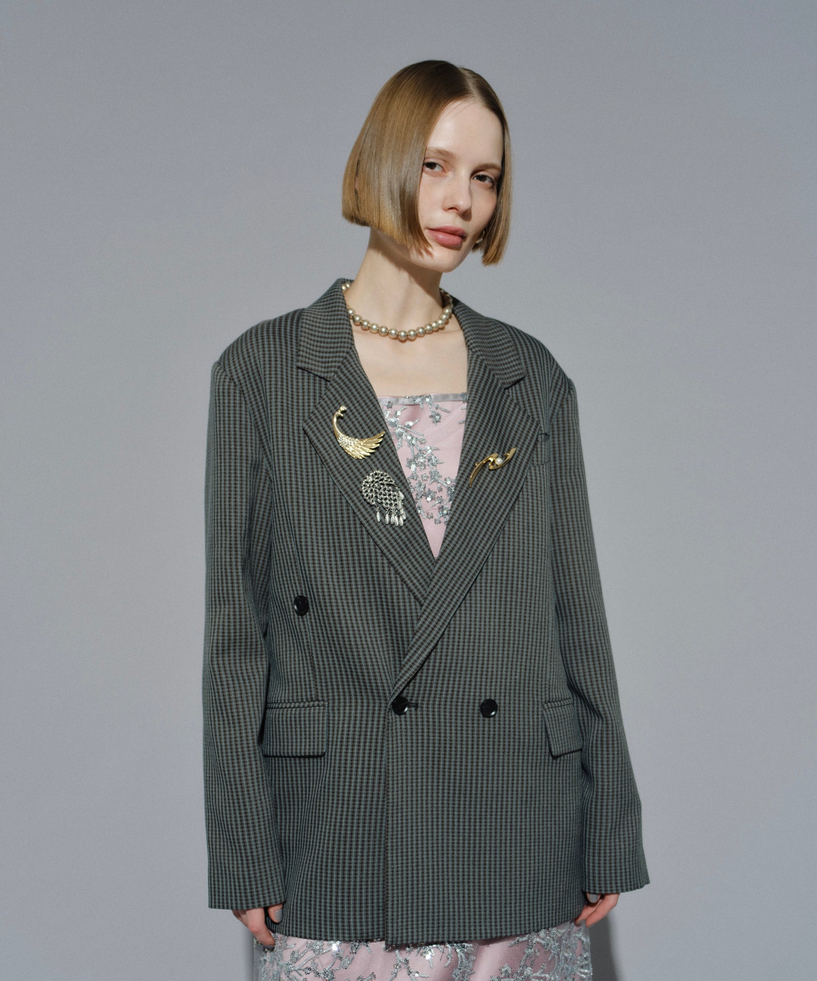 美品 yae ヤエ 2way アシンメトリーチェックジャケット yae】Asymmetry check jacket / アシンメトリーチェック