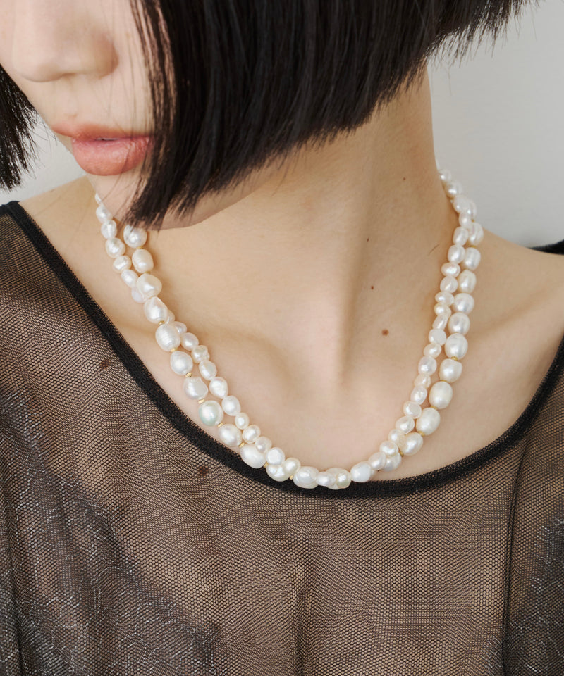 【loni】Metal Mix Pearl Necklace