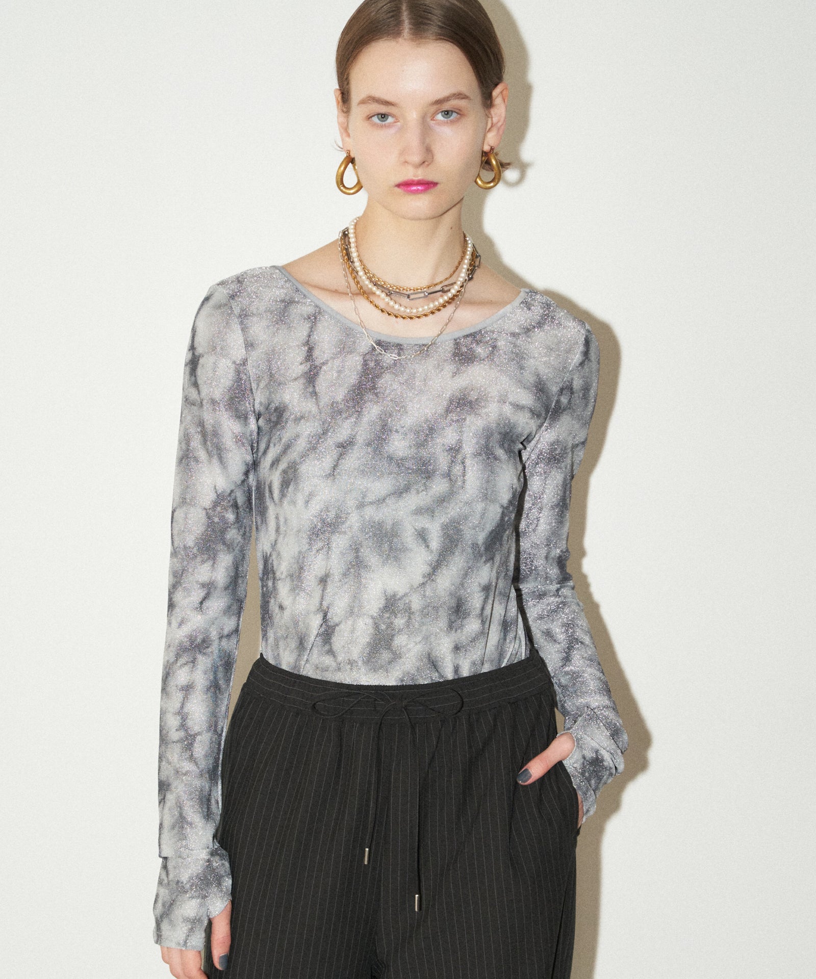 トップス yae yae】2way spank pettern top / 2wayスパークパターントップス