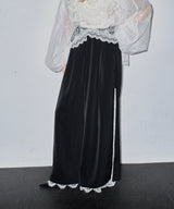 【再入荷予約】深スリットコンシール×レースデザインワイドパンツ