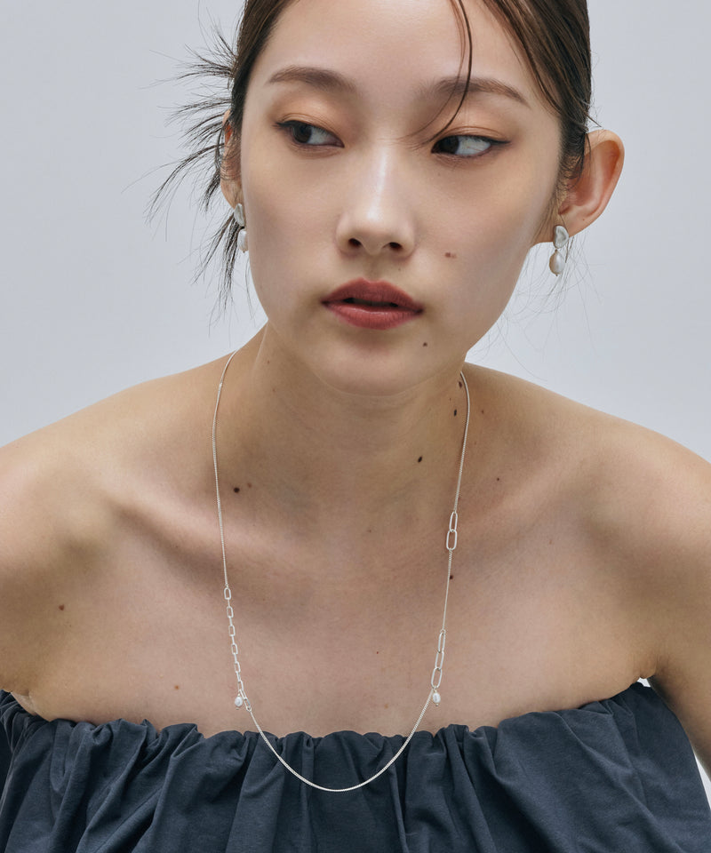 【loni】Silver925 Random Chain Pearl Necklace
