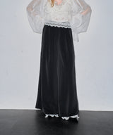 【再入荷予約】深スリットコンシール×レースデザインワイドパンツ
