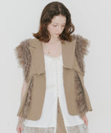 【J1U by LA BELE ETUDE】2WAYボリュームギャザーチュールノースリーブジャケット