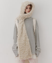 【予約】【J1U by LA BELLE ETUDE】ムートンライクボンディングフードマフラー