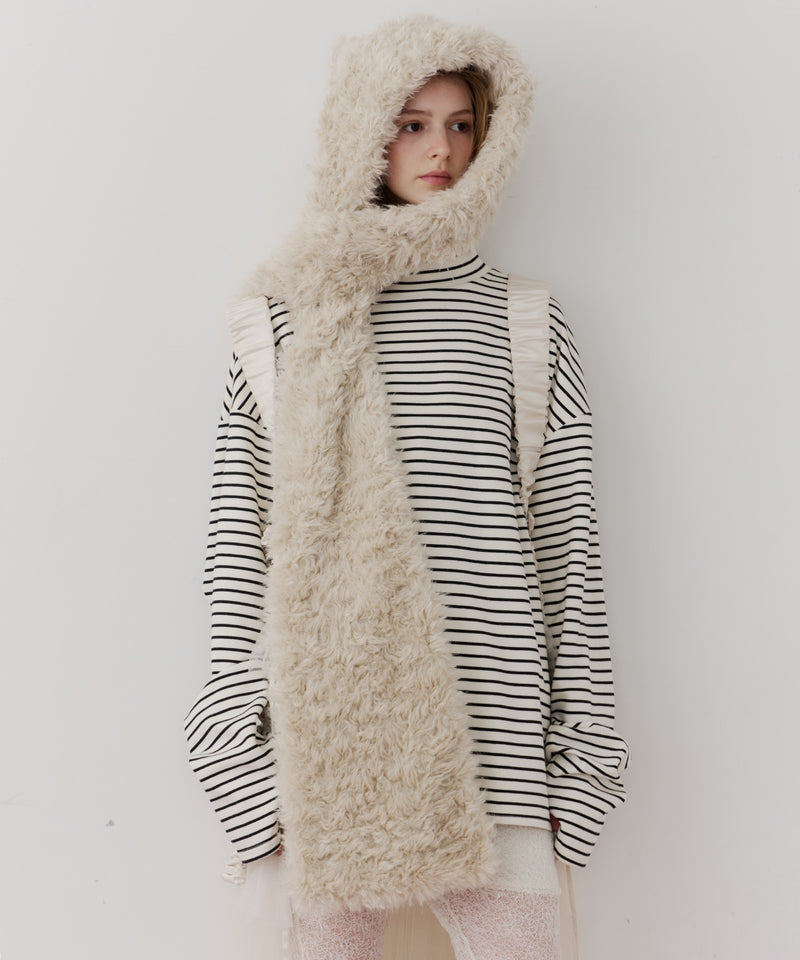 【予約】【J1U by LA BELLE ETUDE】ムートンライクボンディングフードマフラー