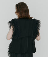 【J1U by LA BELE ETUDE】2WAYボリュームギャザーチュールノースリーブジャケット