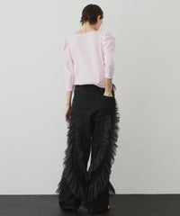 【再入荷】デニム×ギャザーチュールパンツ