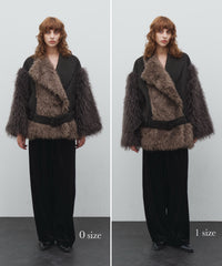 【予約10%OFF】ファー切替裾ベルトジャケットコート
