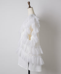 【予約開始待ち】チュールギャザーフリルカットトップス