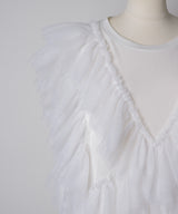 【予約開始待ち】チュールギャザーフリルカットトップス