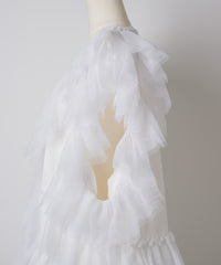 【予約開始待ち】チュールギャザーフリルカットトップス