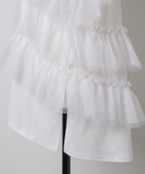 【予約開始待ち】チュールギャザーフリルカットトップス