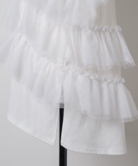 【予約開始待ち】チュールギャザーフリルカットトップス