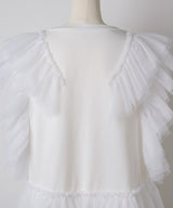 【予約開始待ち】チュールギャザーフリルカットトップス