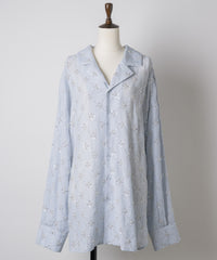 【予約開始待ち】楊柳ストライプビーズ刺繍シャツ