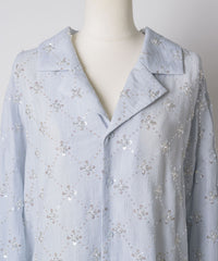 【予約開始待ち】楊柳ストライプビーズ刺繍シャツ