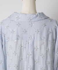 【予約開始待ち】楊柳ストライプビーズ刺繍シャツ