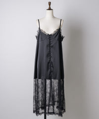 【予約】ボタンディテールサテンレースキャミチュニック