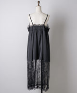 【予約】ボタンディテールサテンレースキャミチュニック