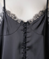 【予約】ボタンディテールサテンレースキャミチュニック