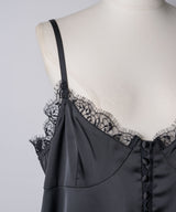 【予約】ボタンディテールサテンレースキャミチュニック