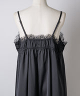 【予約】ボタンディテールサテンレースキャミチュニック