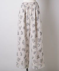 【予約】【room153】エンブロイダリーフラワーリラックスパンツ