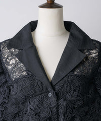 【予約開始待ち】【TEN by LA BELLE ETUDE】シアーヨークレース開衿シャツ