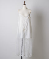 【予約】ボタンディテールサテンレースキャミチュニック