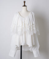 【予約開始待ち】レースケープカラーシャツブラウス