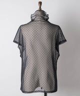 【予約10%OFF】ドット半袖チュールタートル