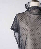 【予約10%OFF】ドット半袖チュールタートル