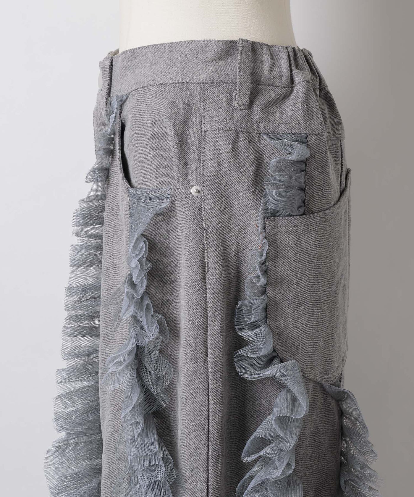 一部カラー予約】デニム×ギャザーチュールパンツ – LA BELLE