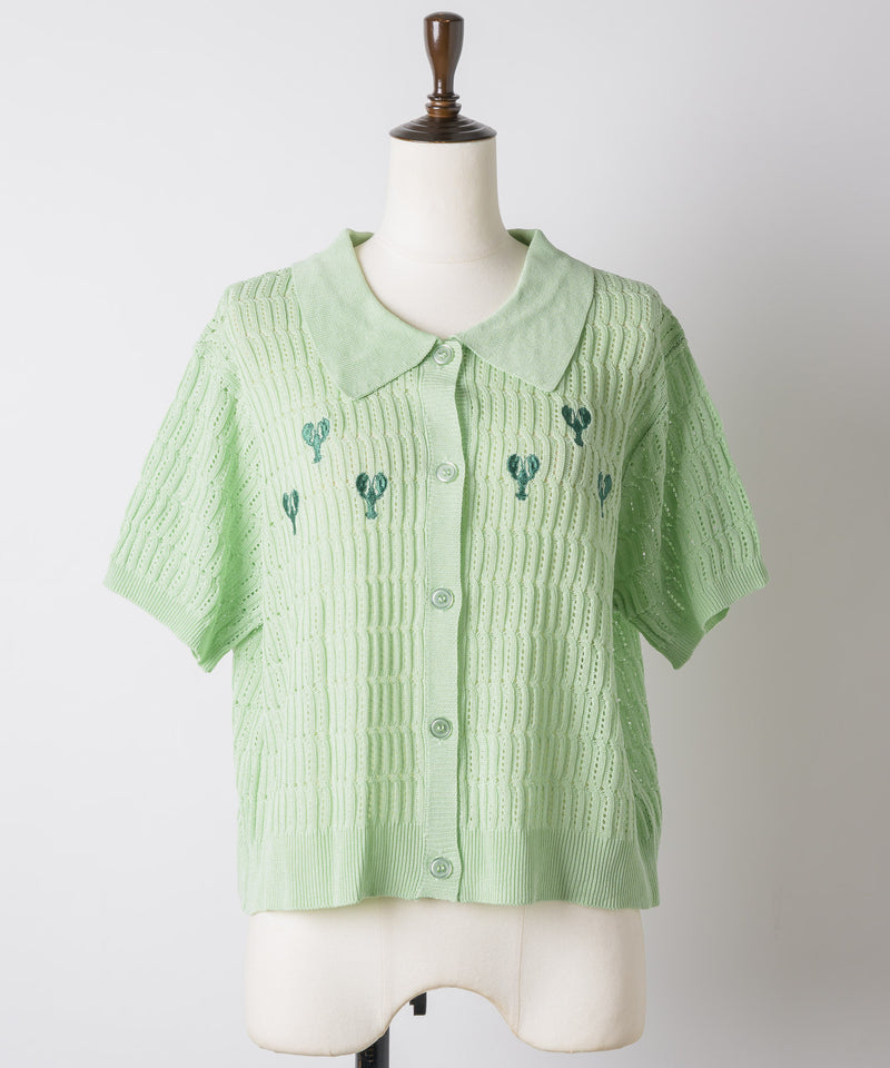 【LOB】ロブスター刺繍半袖ニット