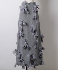 【予約開始待ち】【J1U by LA BELLE ETUDE】many ribbon denim skirt
