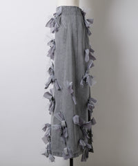 【予約開始待ち】【J1U by LA BELLE ETUDE】many ribbon denim skirt