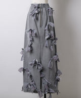 【予約開始待ち】【J1U by LA BELLE ETUDE】many ribbon denim skirt