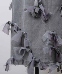 【予約開始待ち】【J1U by LA BELLE ETUDE】many ribbon denim skirt