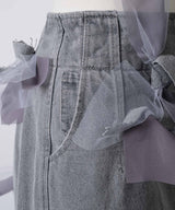 【予約開始待ち】【J1U by LA BELLE ETUDE】many ribbon denim skirt