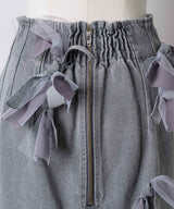 【予約開始待ち】【J1U by LA BELLE ETUDE】many ribbon denim skirt