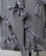 【予約開始待ち】【J1U by LA BELLE ETUDE】many ribbon denim skirt